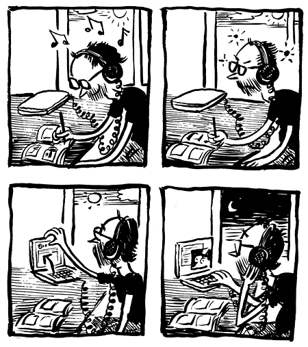 running out of music and playing the computer