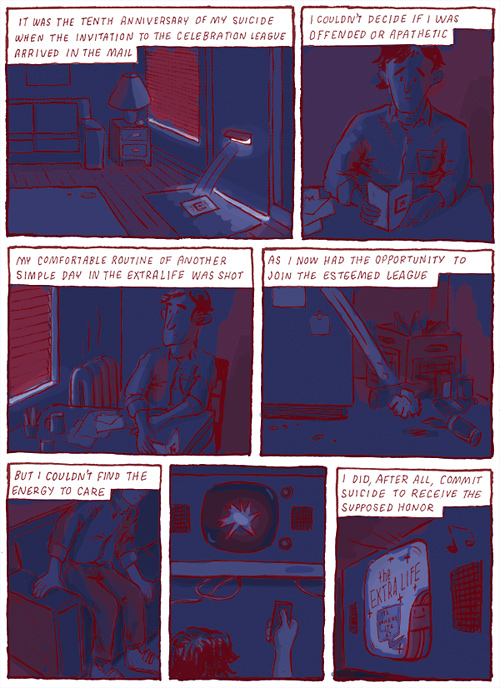 purple tinted room with a man in the extralife