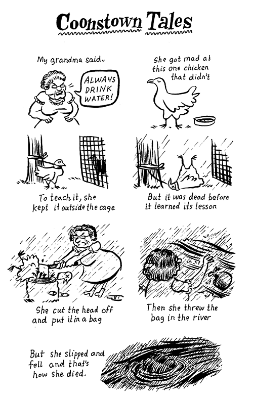 a comic about a grandma killing a chicken