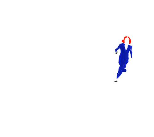 Dana Scully running, painted in gouache